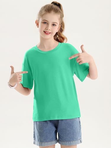 Image of Girls Short Sleeve T Shirts Kids Summer Crewneck Tops Basic Tees 5-14 Years