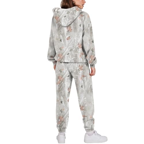 Sweat Suits for Womens Camo Hoodie 2 Piece Long Sleeve Crewneck Sweatshirts Wide Leg Sweatpants Matching Lounge Sets2