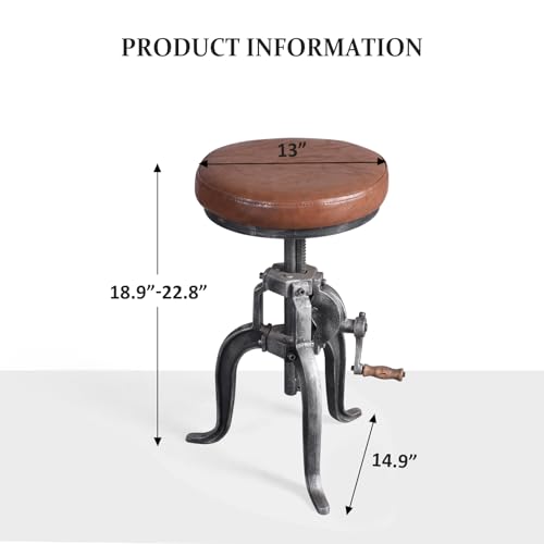 Bokkolik ZT03 Anitque Bar Stool With Swivel Pu Seat Industrial Kitchen Island Chair Farmhouse Dining Stool Rustic Shop Stool Farmhouse Coffee Chairs 20.5-27 Inch Height Adjustable thumb #2