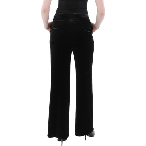 Calvin Klein Womens Petites Whitney Velour Wide Leg Pants Black 14P2