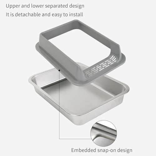 Bandeja grande de acero inoxidable para arenero de gatos miniatura 4