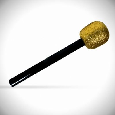 (12 Pack) Gold Glitter Pretend Toy Microphone for Kids Party Favors