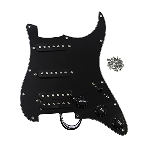 BIPROS 5 pièces de Guitare électrique précâblées chargées par ramassage Pickguard SSH HSS (Color : Nero) - Les Beatles, Paul McCartney, John Lennon, RIngo Starr, George Harrison BIPROS 5 pièces de Guitare électrique précâblées chargées par ramassage Pickguard SSH HSS (Color : Nero)