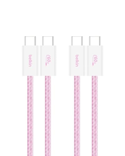 Image of Belkin USB C to USB C 60W Braided Cable 2 Pack, 3.3ft iPhone Charger Cord