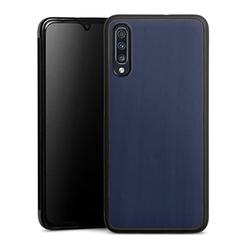 Coque en bois veritable Samsung Galaxy A70s pour un style bleu au bureau