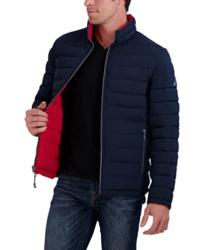 Image of Nautica Men's Reversible Quilted Puffer Jacket -Midweight Mechanical Stretch Winter Coat