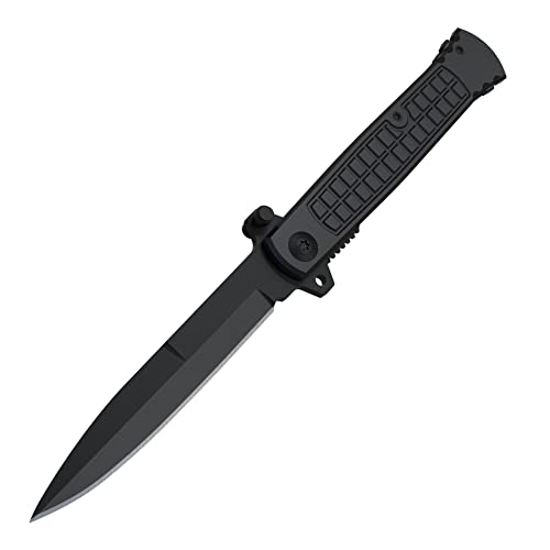 EDC Pocket Knife, SHARKNIGHT Cool Stainless Steel Tactical Knife Everyday Carry Liner Lock Back Clip 3.15 inches 440C Blade with Non slip Aluminum Handle Outdoor Camping Survival knives for Men Black