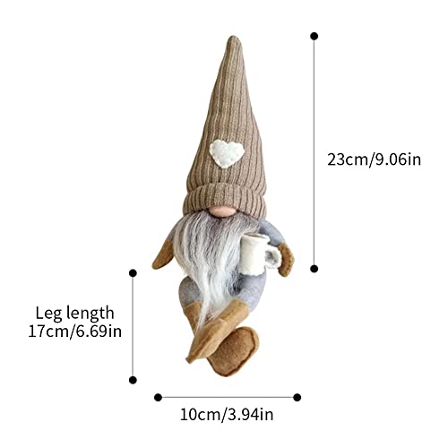 Jstdoit 2 Pcs Coffee Gnomes Plush Bar Decor, Handmade Swedish Tomte Gnomes Gifts Farmhouse Scandinavian Figurine Gnome For Home Kitchen Coffee Station Table Shelf Decor (Brown) #TOP5