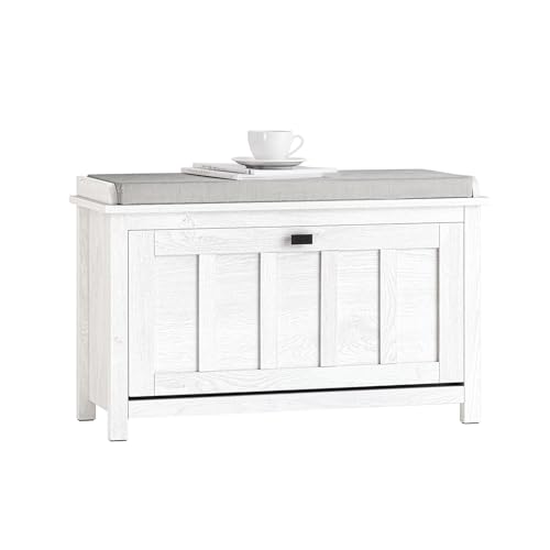 SoBuy Banco Zapatero con 1 Puerta para Entrada Dormitorio Banco de Almacenamiento de Asiento Blanco 80 x 30 x 50 cm FSR161-W ES