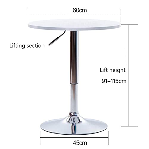 طاولة بار دائرية قابلة للتعديل مصنوعة من مادة البولي فينيل كلوريد وقاعدة فولاذية وطاولة طعام للمطبخ المنزلي وطاولة بار دوارة وقابلة لتعديل الارتفاع مصنوعة من مادة MDF دائرية (اللون: أبيض)