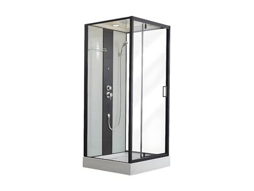 Vente-unique - Cabine de douche hydromassante - 2 zones de jets de massage - L90 x P90 x H215 cm - pluie tropicale et douchette - PRIMEA