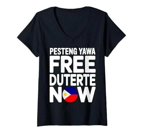 Femme Libérez le président Rodrigo Digong Duterte, partisan de Duterte T-Shirt avec Col en V