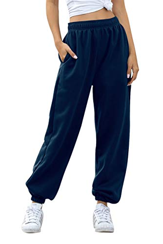 Image of Women's Cinch Bottom Sweatpants Pockets High Waist Sporty Gym Athletic Fit Jogger Pants Lounge Trousers