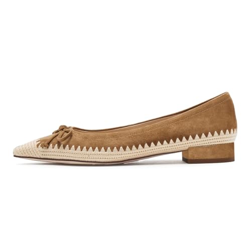 Women Cozy Closed Square Toe Bows Ballet Flats Low Chunky Heeled Slip On Ballerina Shoes Party Dress Prom Size 4-16 US2