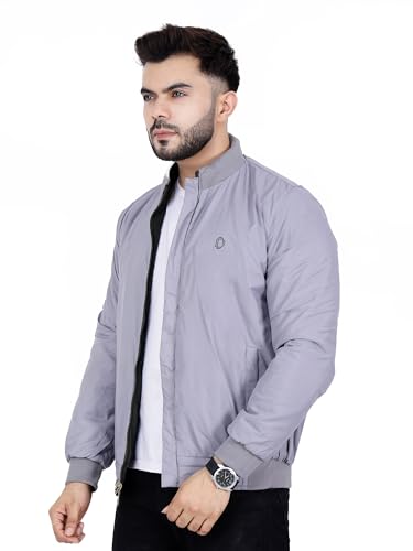 Image of Dollar Full Sleeves Bomber Jacket for Men | TPU Men's Standing Collar Lightweight Winter Jacket, Regular Fit