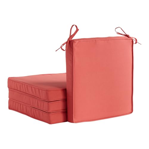 Outdoor 18-inch Square Reversible Seat Cushion with Ties, 4-Pack, Dusk Pink