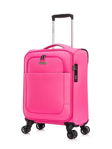 FLYMAX Cabin Suitcase 4-Wheel Lightweight Hand Luggage Fits 55x35x20, Easyjet & Ryanair Approved, Black, 2kg, 4-Wheel Spinner, Combination Lock