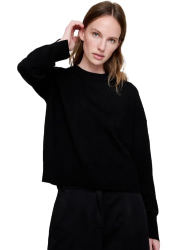 BANANA REPUBLIC Women's Merino Crew-Neck Sweater, Black, Large