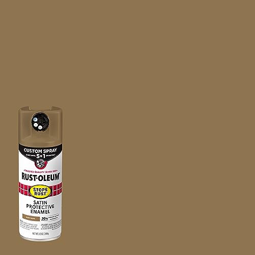 Image of Rust-Oleum 376878 Stops Rust Custom Spray 5-in-1 Spray Paint, 12 oz, Satin Dark Taupe (Pack of 4)