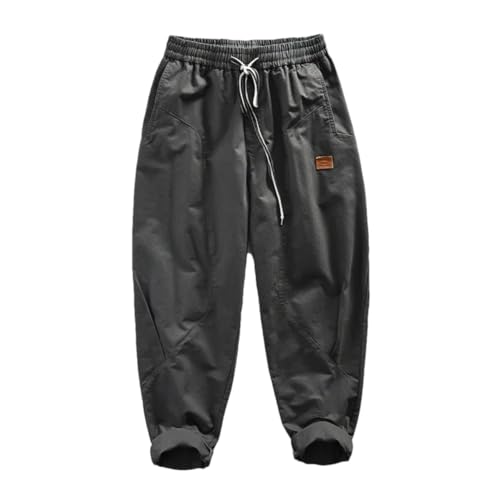 Mens Vintage Loose Cargo Pants Elastic Waist Soft Multi-Pockets Street Casual Trousers - Main Image