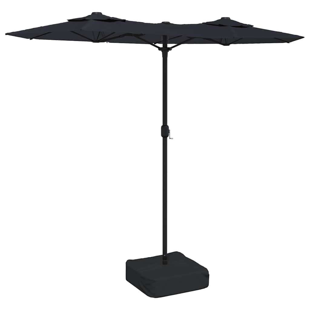 Czarny podwójny parasol ogrodowy 316x145 cm