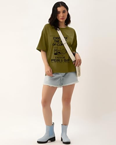 Image of AUSK Oversized T-Shirt for Womens || Graphic Front Printed Loose fit Womens Tshirt
