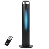 Aigostar Ventilador de Torre con Mando a Distancia y Temporizador 12H, 3 Velocidades y 3 Modos, Ventilador Silencioso con Pantalla LED, Altura 100cm, Oscilación 50° y Asa de Transporte, Harbor