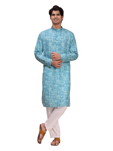 Image of Pro-Ethic Style Developer Men's Cotton Printed Kurta Pajama Set Traditional Outfit | Mandarin Collar (E-129)