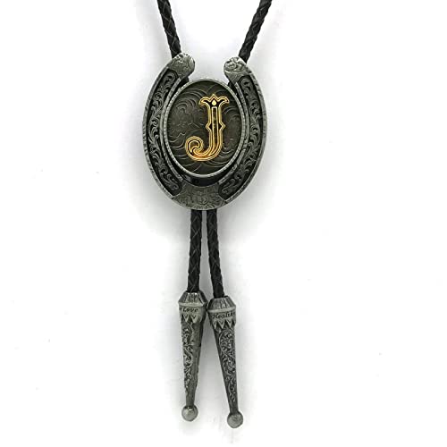 Bolo cravate homme cowboy pendentif lettre U bijoux western cuir