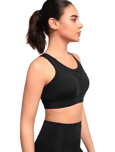Yvette Womens Zip Front Sports Bra High Impact Supportive Plus Size Bra for Large Bust3