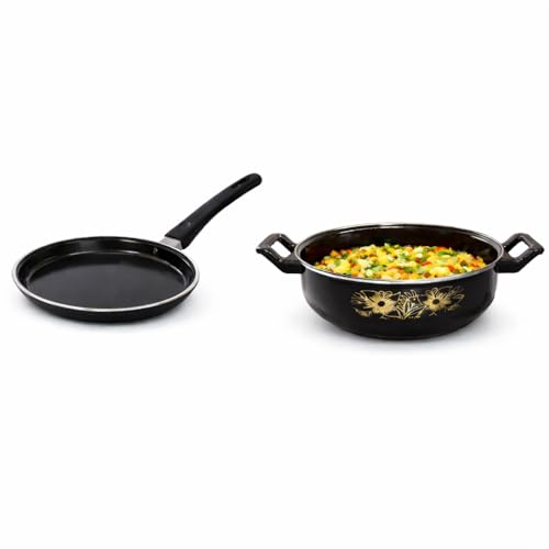 Image of Premium Non-Stick Cookware Combo Pack of 2 - Fry Pan & Kadai | Induction Base | Gas Stove Compatible | Aluminium Body