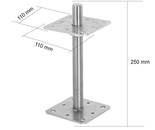 ADGO Vierkante Basisplaat Verstelbaar met een Schroef 110 x 110 mm, Ankerhouder voor Schroefstang, Bevestiging van Het… - Image 3