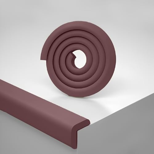 Image of SYGA Baby Safety Strip Furniture Edge Guard Cushion Corner Cover 2 Meter 6.5 feet Tape Infant Bump Protector (L Shape Brown)