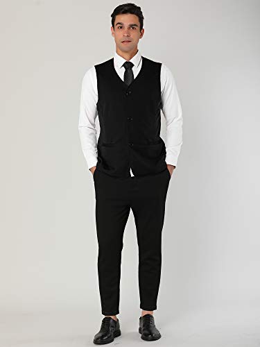 Lars Amadeus Men's V Neck Vests Sleeveless Pockets Button Up Casual Vest4