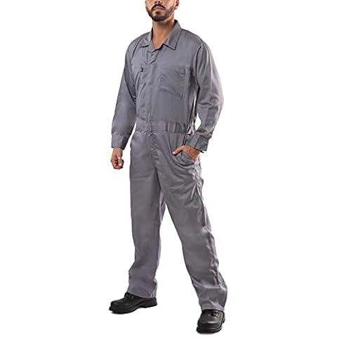 Kolossus Coveralls for Mens Long Sleeve Jumpsuit Apparel, Blended with Adjustable Cuff & Utility Pockets Gray, Small Cover