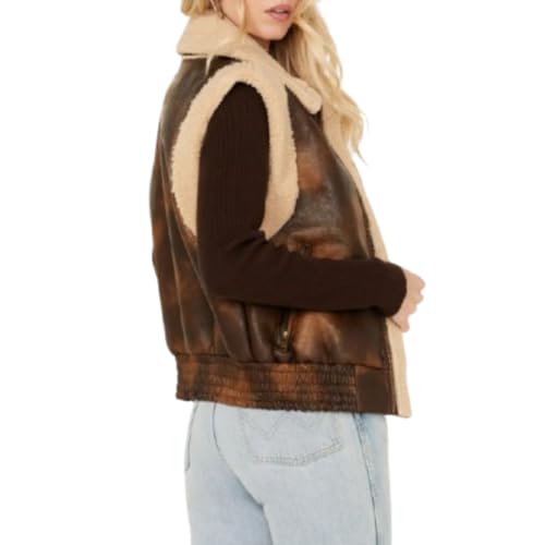Vintage Western Leather Vest for Women, Distressed Brown Cowboy Vest, Women's Rustic Shearling Jacket2