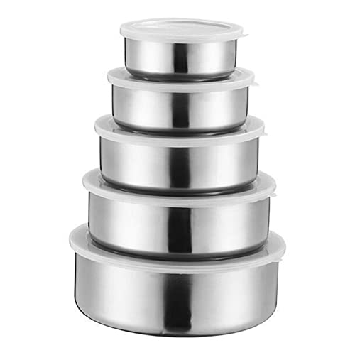 Tsadeer 5 PCS Stainless Steel Food Container Sealed Crisper Storage Lunch Box Bowls with Lids Food Storage Box Lunch Box Bowl