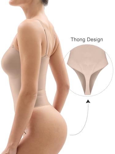 SHAPERX Body feminino sem alças com controle de barriga, modelador sem costura, com alças removíveis
