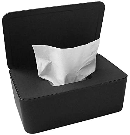 LIFANG Caja de Almacenamiento para toallitas húmedas Toallitas secas y mojadas Papel de Seda Servilletero Toallitas húmedas Dispensador con Tapa para hogar y Oficina (Negro)