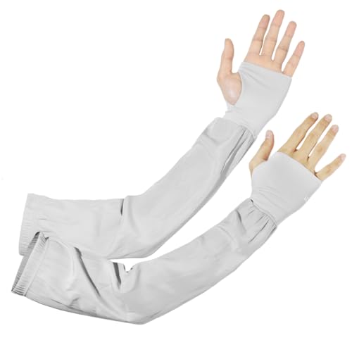Image of PALAY Summer Arm Sleeves Extra Long Arm Sleeve with Hand Protection Nylon Cool Silk UPF 50+ Sun Protection Arm Sleeve Breathable Summer Arm Sleeves for Driving, Cycling, Gardening