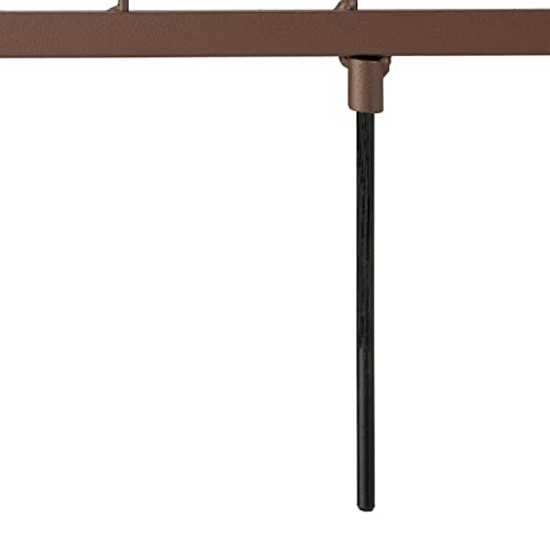 Relaxdays Beetzaun Metall, HxB: 46 x 57 cm, Garten Beeteinfassung zum Stecken, 4 Zaunelemente, Antik-Design, braun