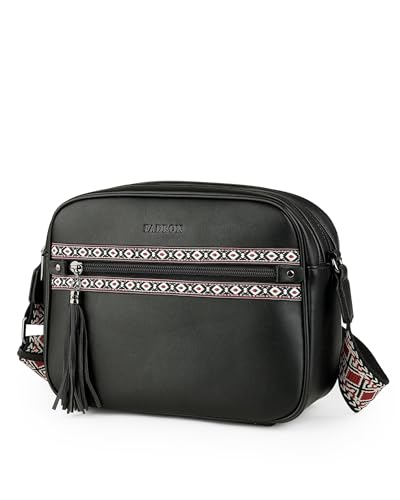 Image of FADEON Crossbody Bags for Women, RFID 4 Card Slots | Vegan Crossbody with Wide Strap, Double-Zipper & Anti-Theft, Fits Kindle & Essentials, Lightweight for Work & Travel