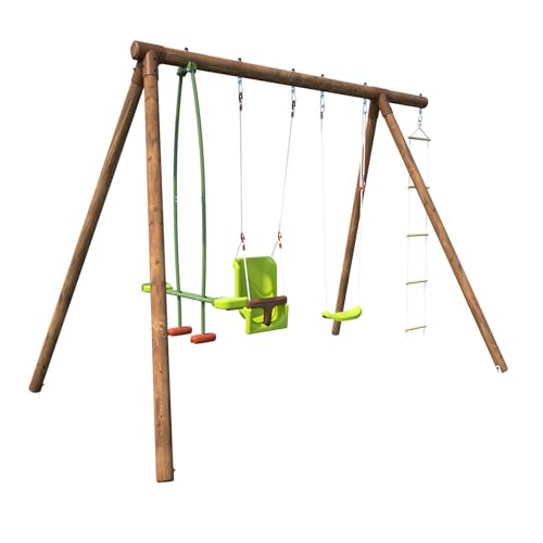 SOULET - Columpio Infantil de Madera Suzon con Balancín y Escalera 340 x 205 x 235 cm para Jardín