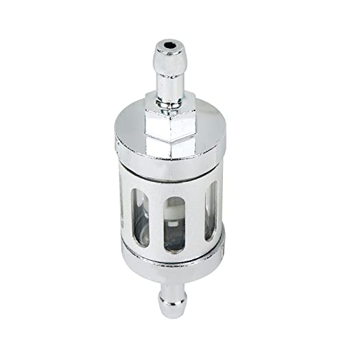Modengzhe Motorcycle Metal Fuel Filter Silver Shell Moto Gasoline Oil Filter (8mm OD x 3mm ID)