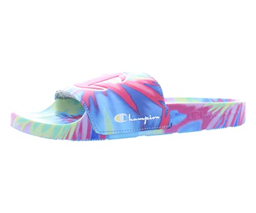 Champion Women's IPO Tie Dye Slide Sandal (Pink/Light Yellow/Multi, 7)