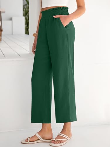 Image of ANRABESS Womens Wide Leg Palazzo Pants Summer Beach High Waisted Cropped Flowy Pants 2026 Dressy Casual Trousers with Pockets