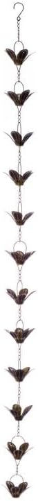 Napco Imports Decorative Hanging Patio Garden Rain Chain Downspout Replacement 6 Foot Metal Vinca Flower