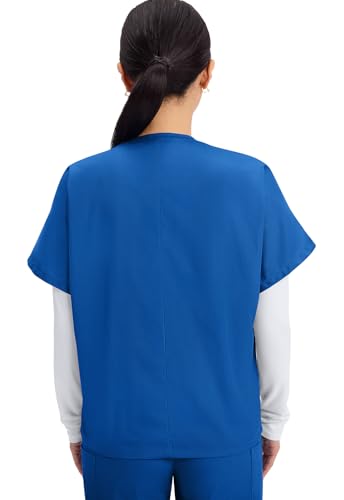 Image of Cherokee Scrubs for Women and Men Unisex V-Neck Tunic Nursing Scrub Top with Chest Pocket, Tuckable Durable Fabric - 4777 | 1 Chest Pocket For Essentials, Traditional Fit, Durable Construction, Comfortable Knit Details, Easy Care, Tuckable Style
