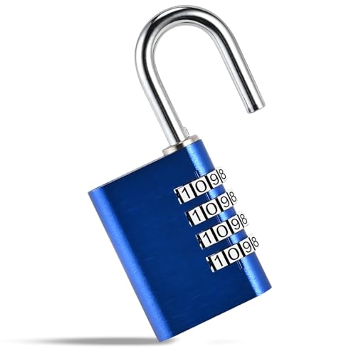 Cieex Cadenas Code 4 Chiffres Cadenas Sécurité pour Casier (Gym, Scolaire), Portail, Abri de Jardin Serrure à Combinaison Résistante aux Intempéries - Facile à Utiliser - Bleu