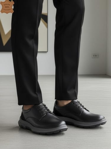 Image of Carlton London Men's Lace-Up Leather Casual Shoe with Lightweight Comfort Sole